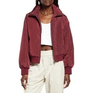 MissGuided Burgundy Bomber Jacket 4